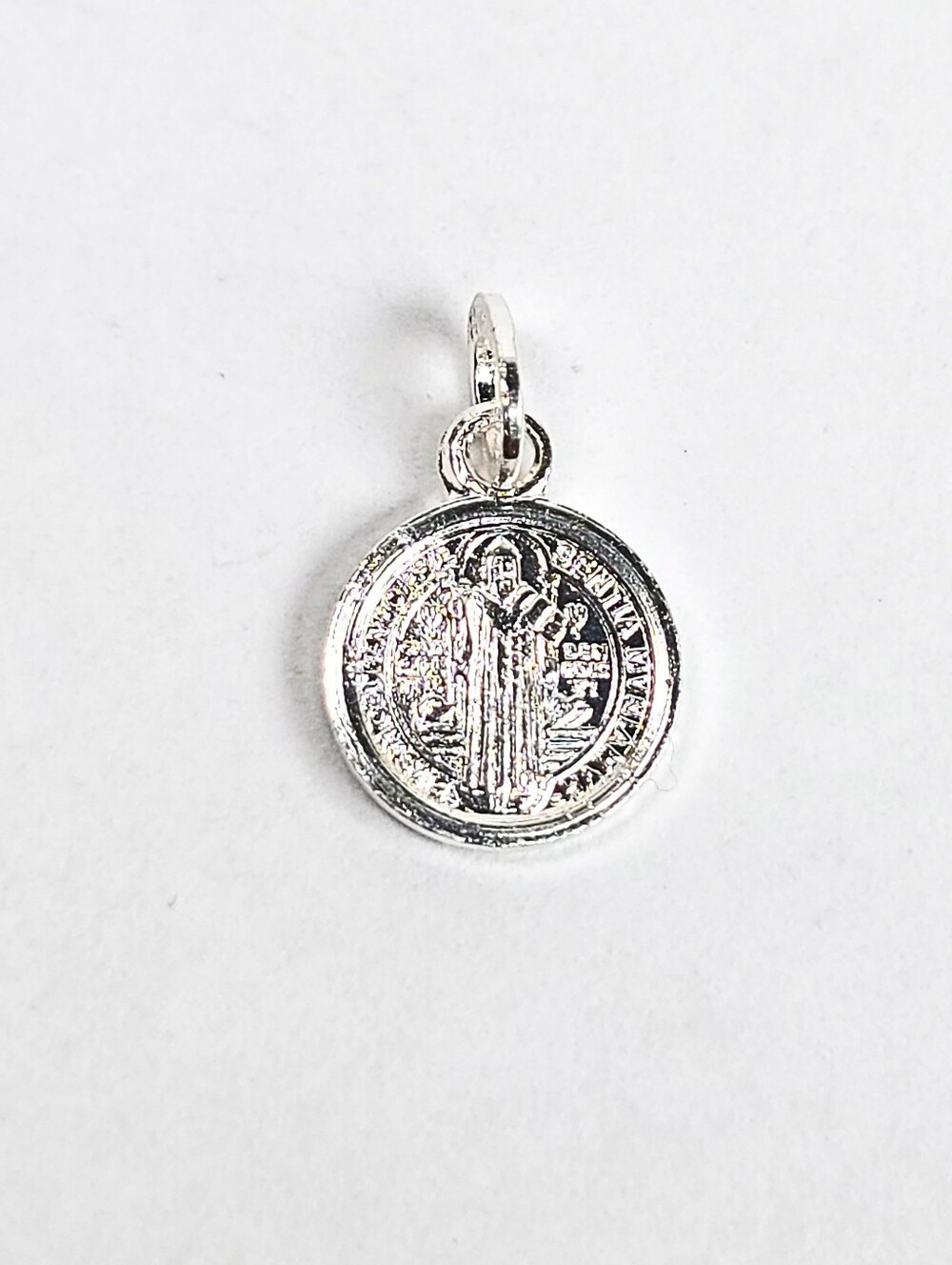 St Benedict Mini Medal Pendant Charm 925 Sterling Silver Baby Religious 14.5mm